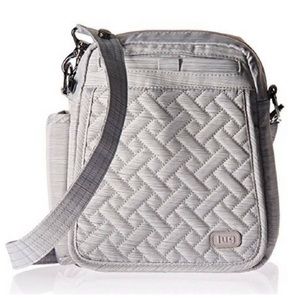 LUG Flapper Crossbody Belt Bag Pockets ID Window Bottle Pocket Travel Gray